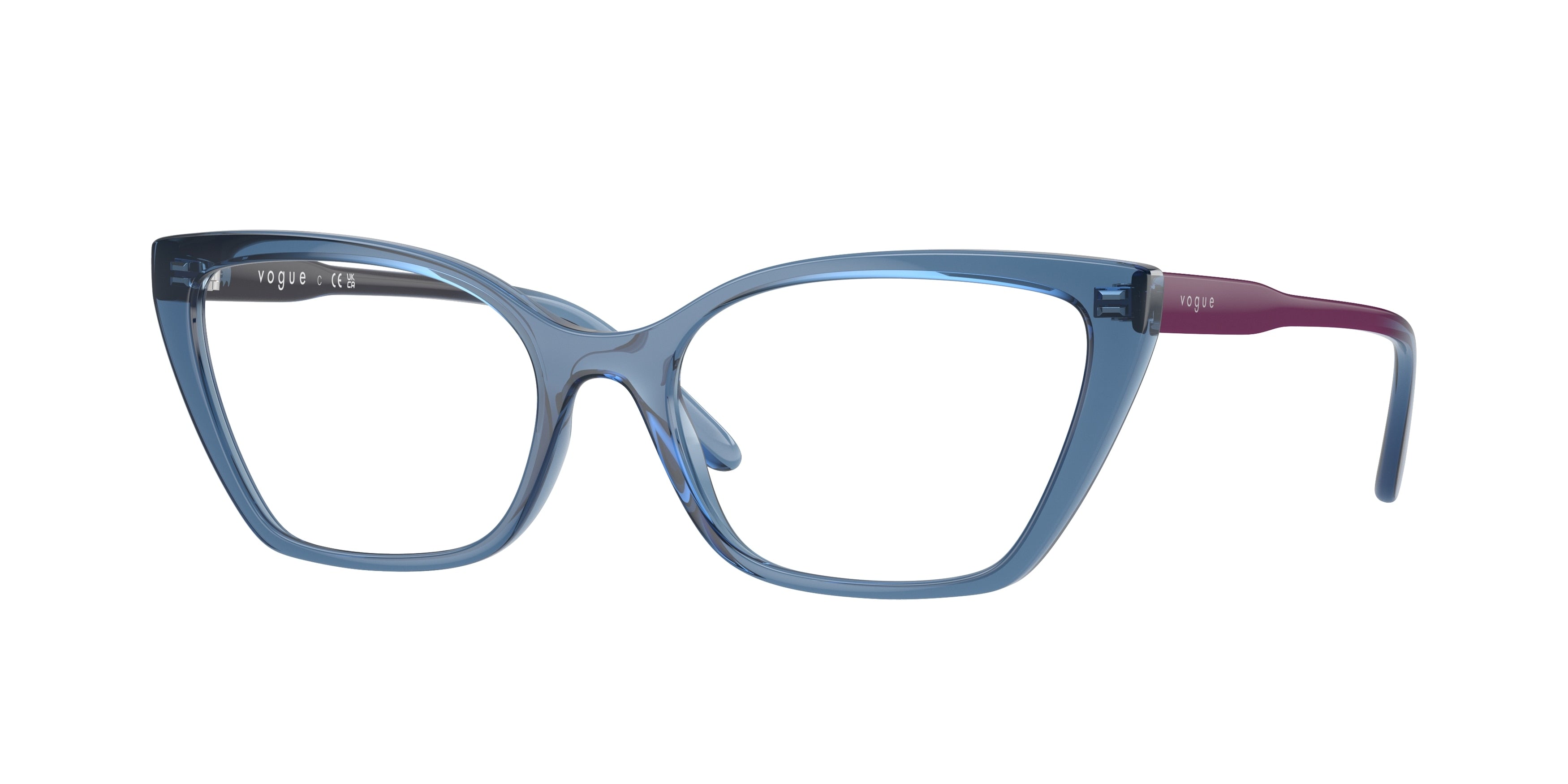 Vogue VO5519 Cat Eye Eyeglasses  3085-Transparent Light Blue 54-140-17 - Color Map Blue