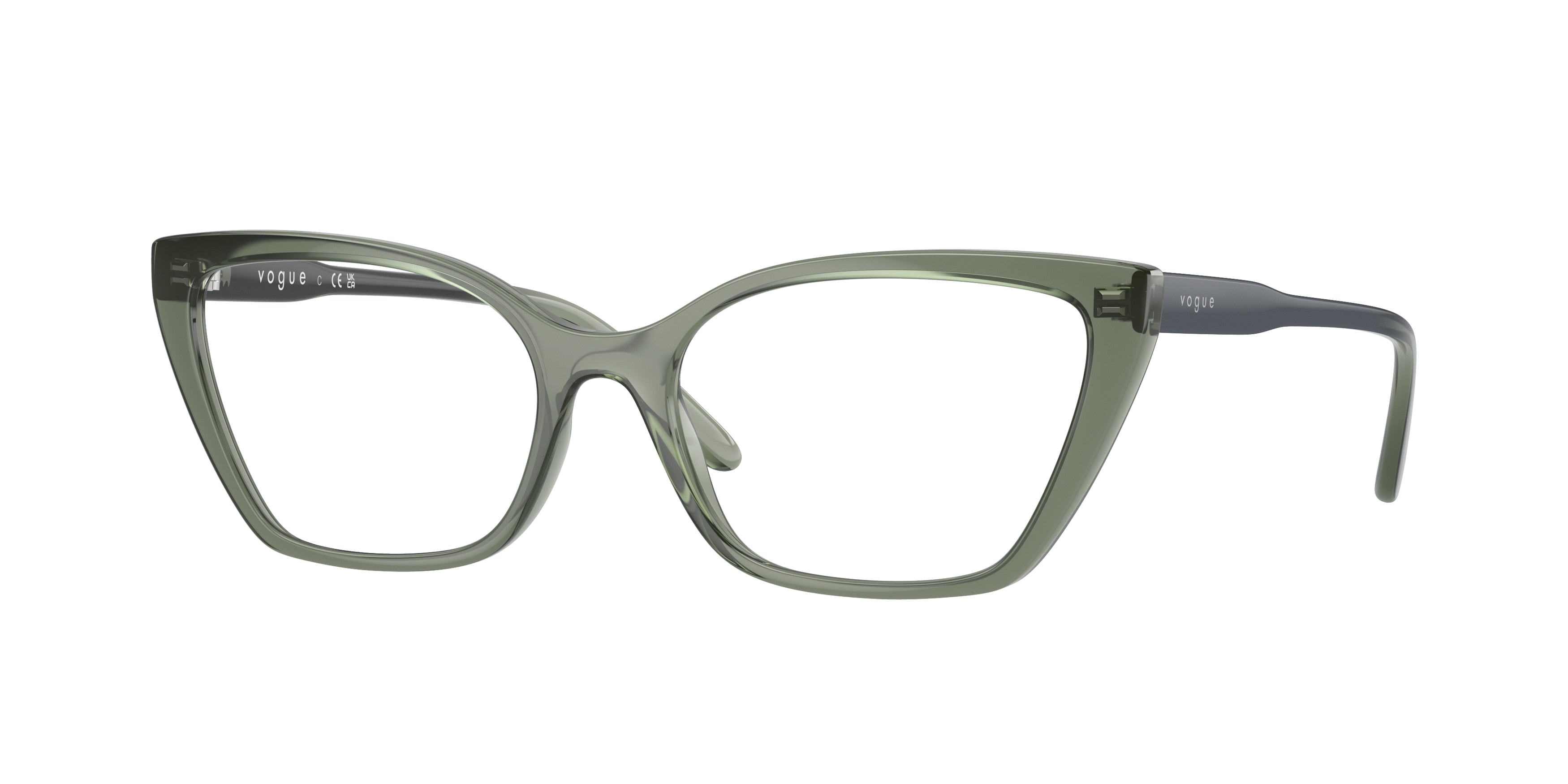Vogue VO5519 Cat Eye Eyeglasses  3086-Transparent Mallard Green 54-140-17 - Color Map Green