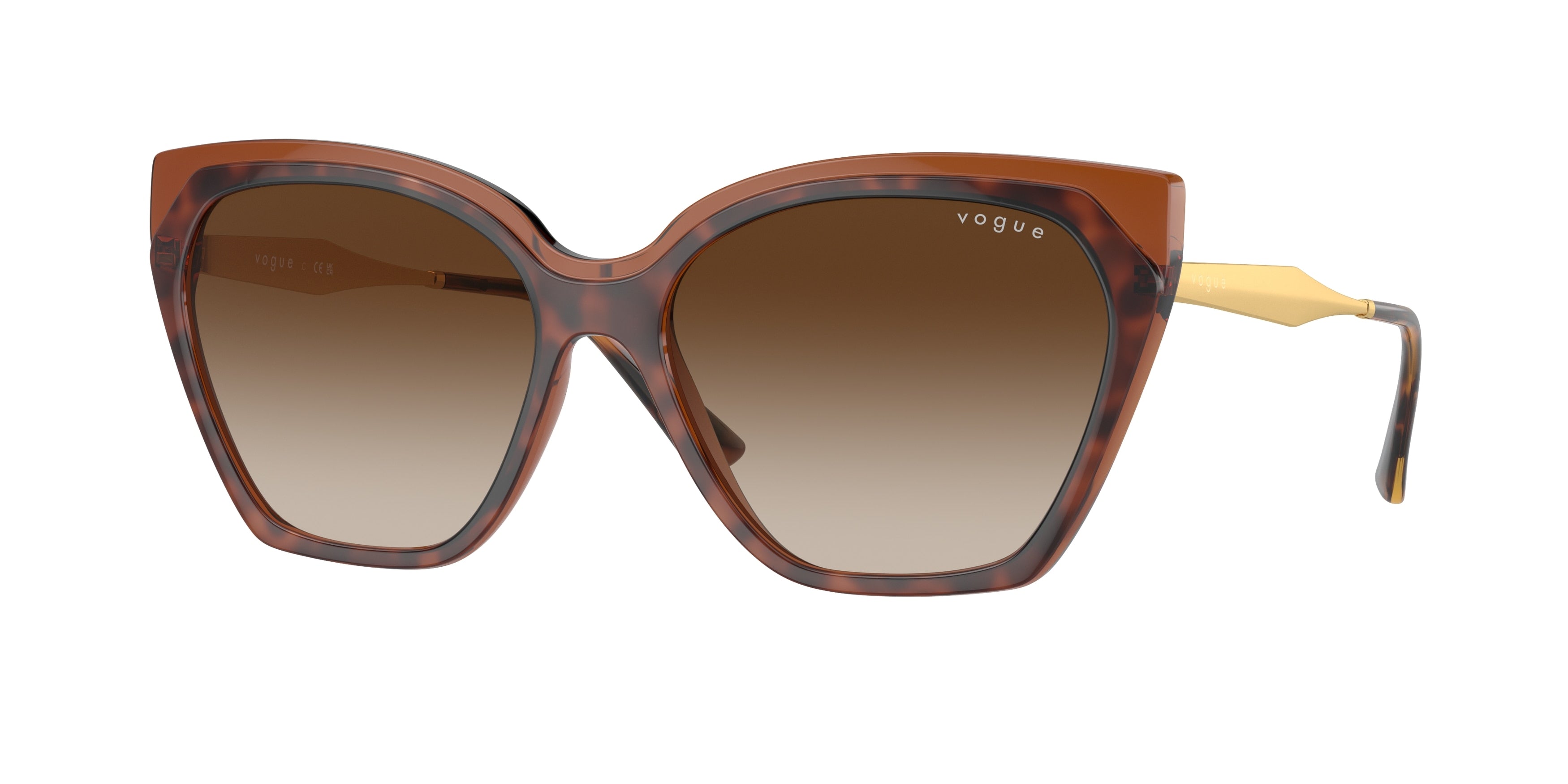 Vogue VO5521S Cat Eye Sunglasses  238613-Top Dark Havana/Light Brown 57-140-16 - Color Map Brown