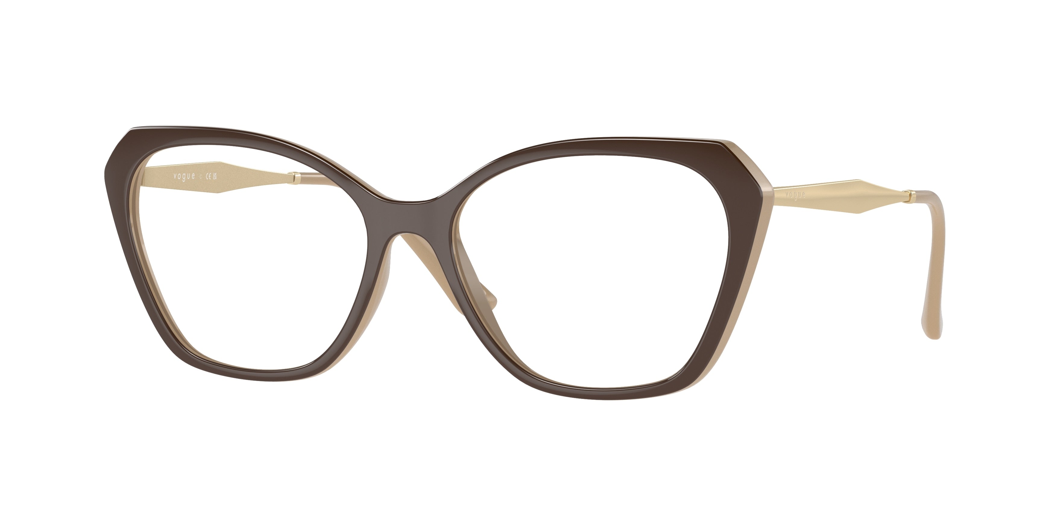 Vogue VO5522 Irregular Eyeglasses  3101-Top Brown/Nude 54-140-16 - Color Map Brown