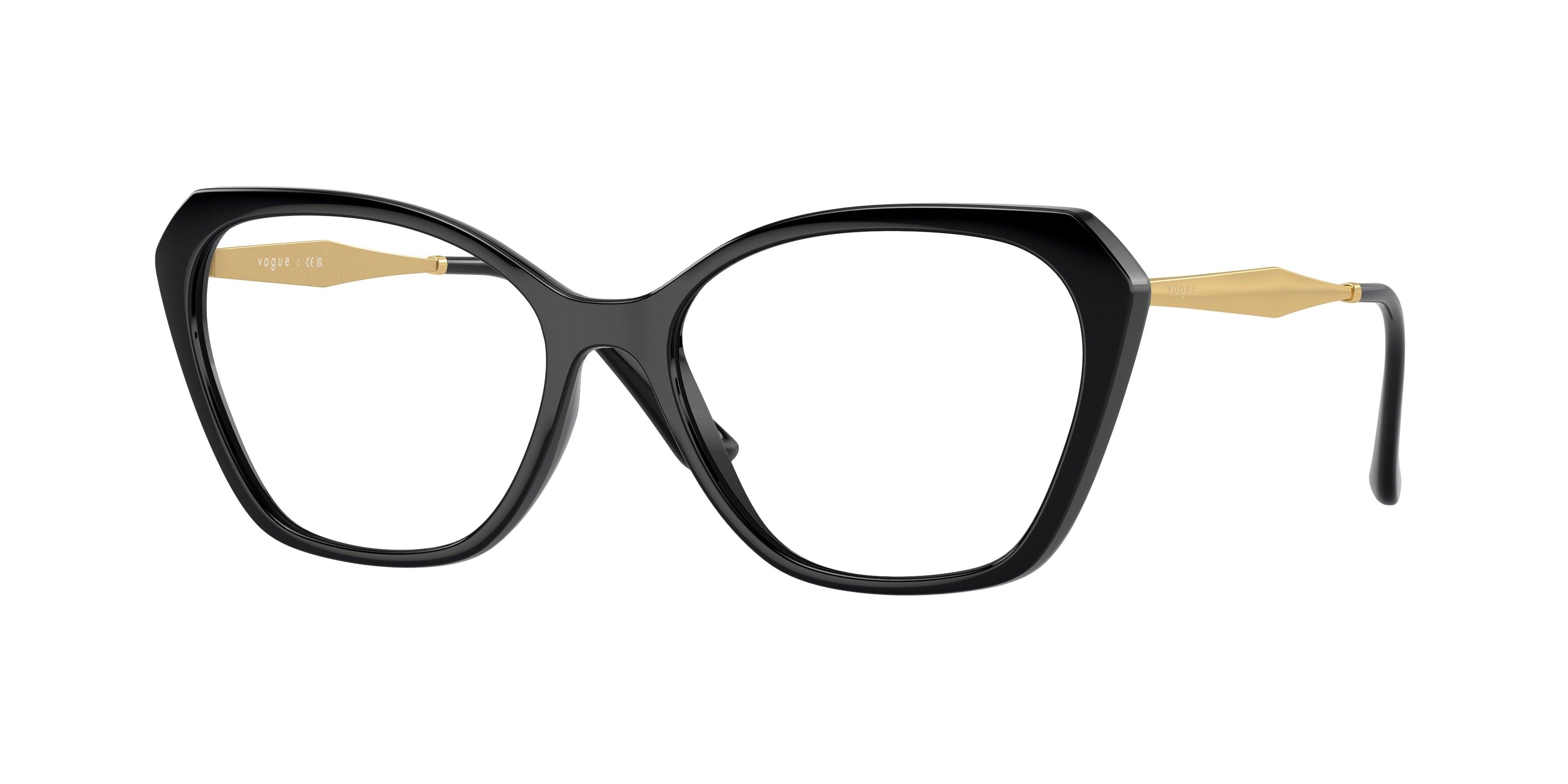 Vogue VO5522 Irregular Eyeglasses  W44-Black 54-140-16 - Color Map Black