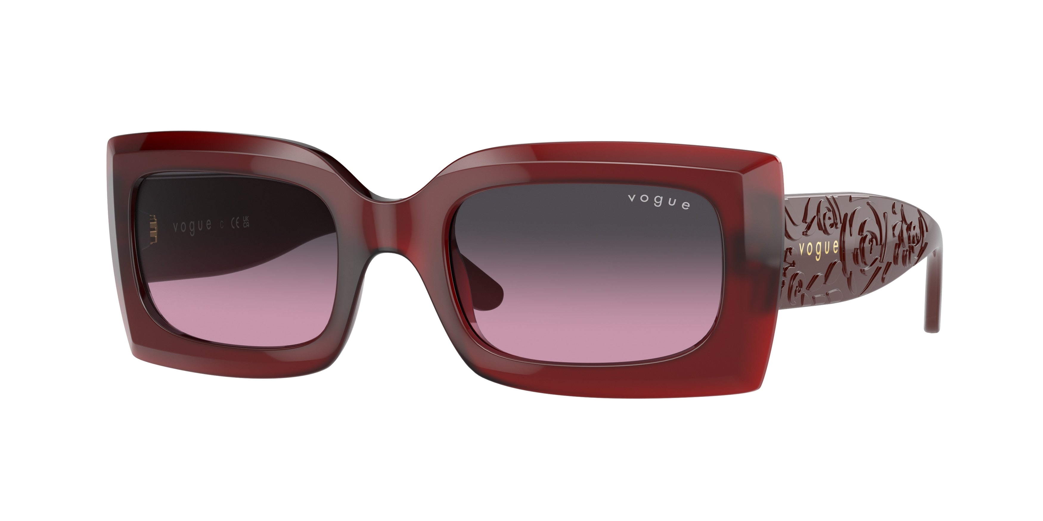 Vogue VO5526S Rectangle Sunglasses  309490-Opal Red 52-135-21 - Color Map Red