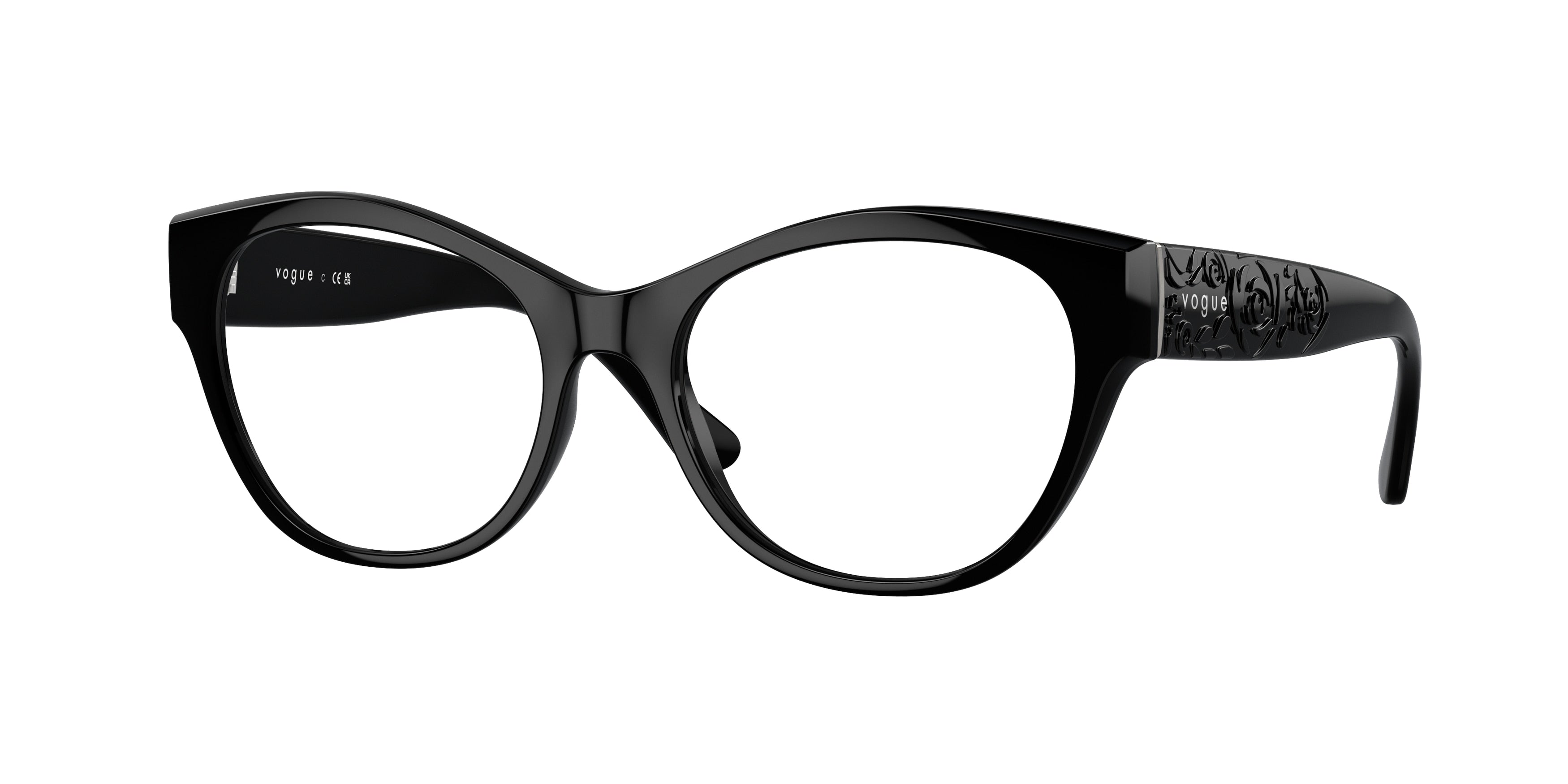 Vogue VO5527 Irregular Eyeglasses  W44-Black 52-135-17 - Color Map Black