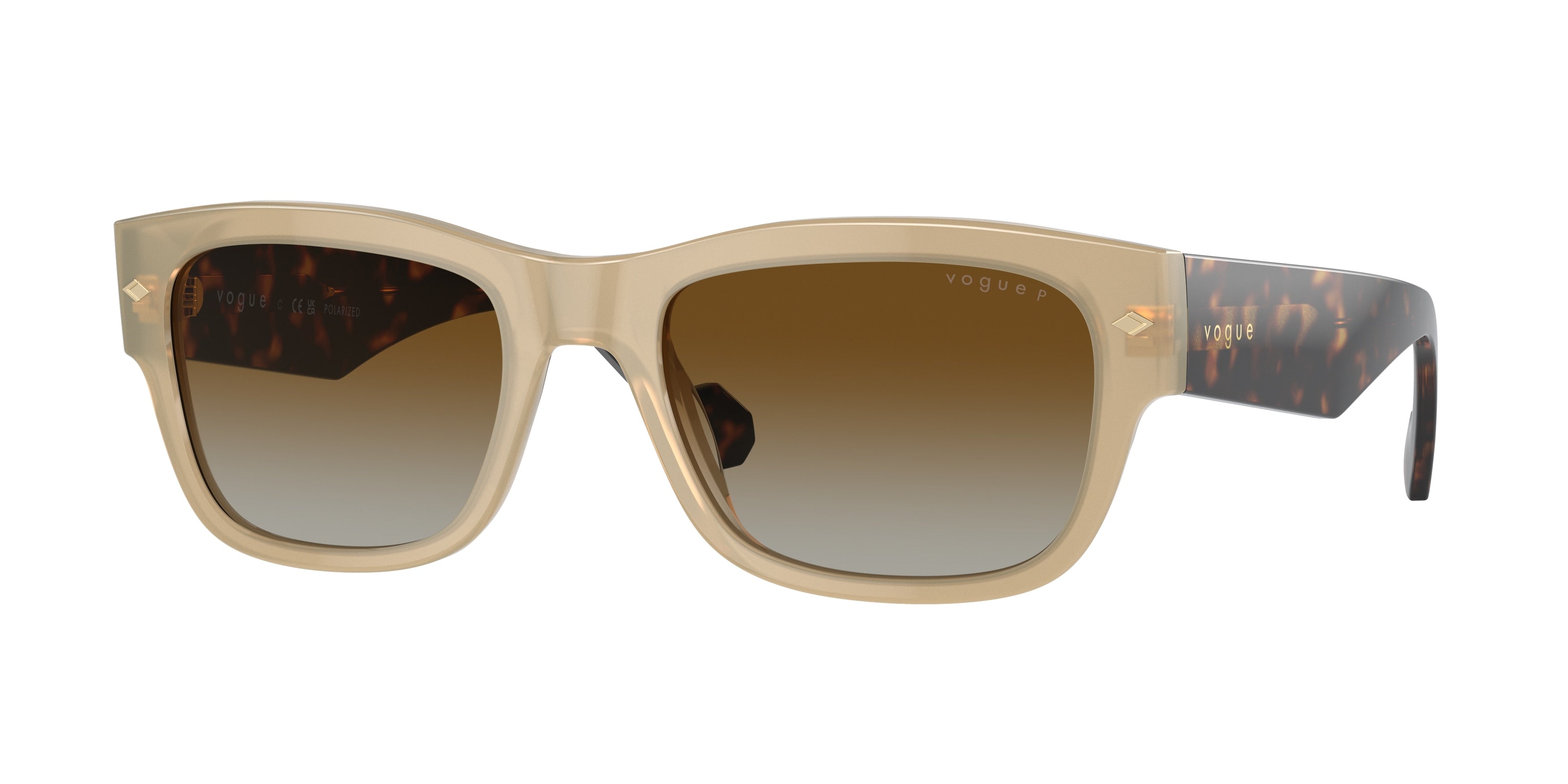 Vogue VO5530S Pillow Sunglasses  W900T5-Opal Beige 55-145-20 - Color Map Brown
