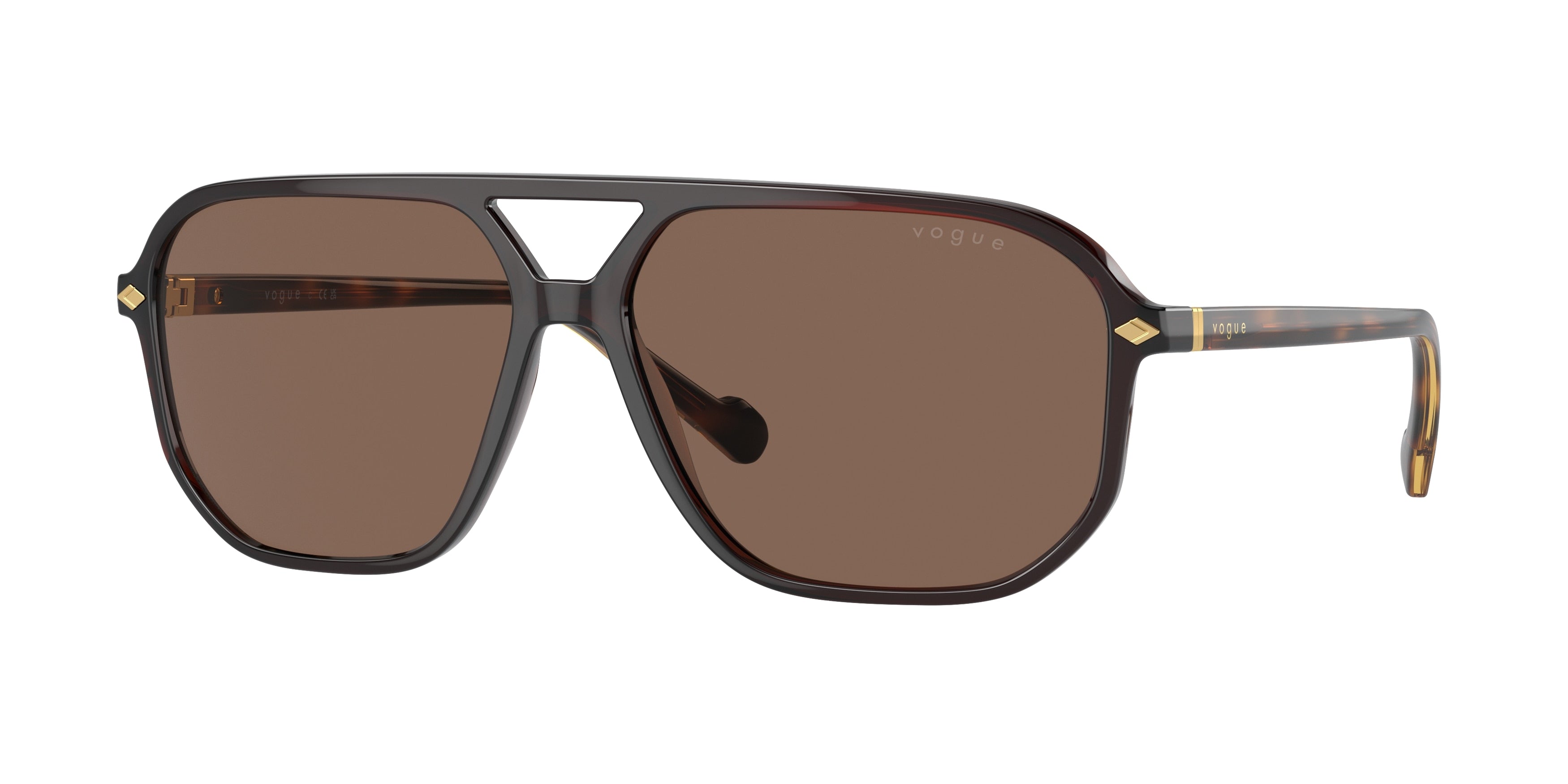 Vogue VO5531S Irregular Sunglasses  311073-Transparent Dark Brown 60-145-14 - Color Map Brown