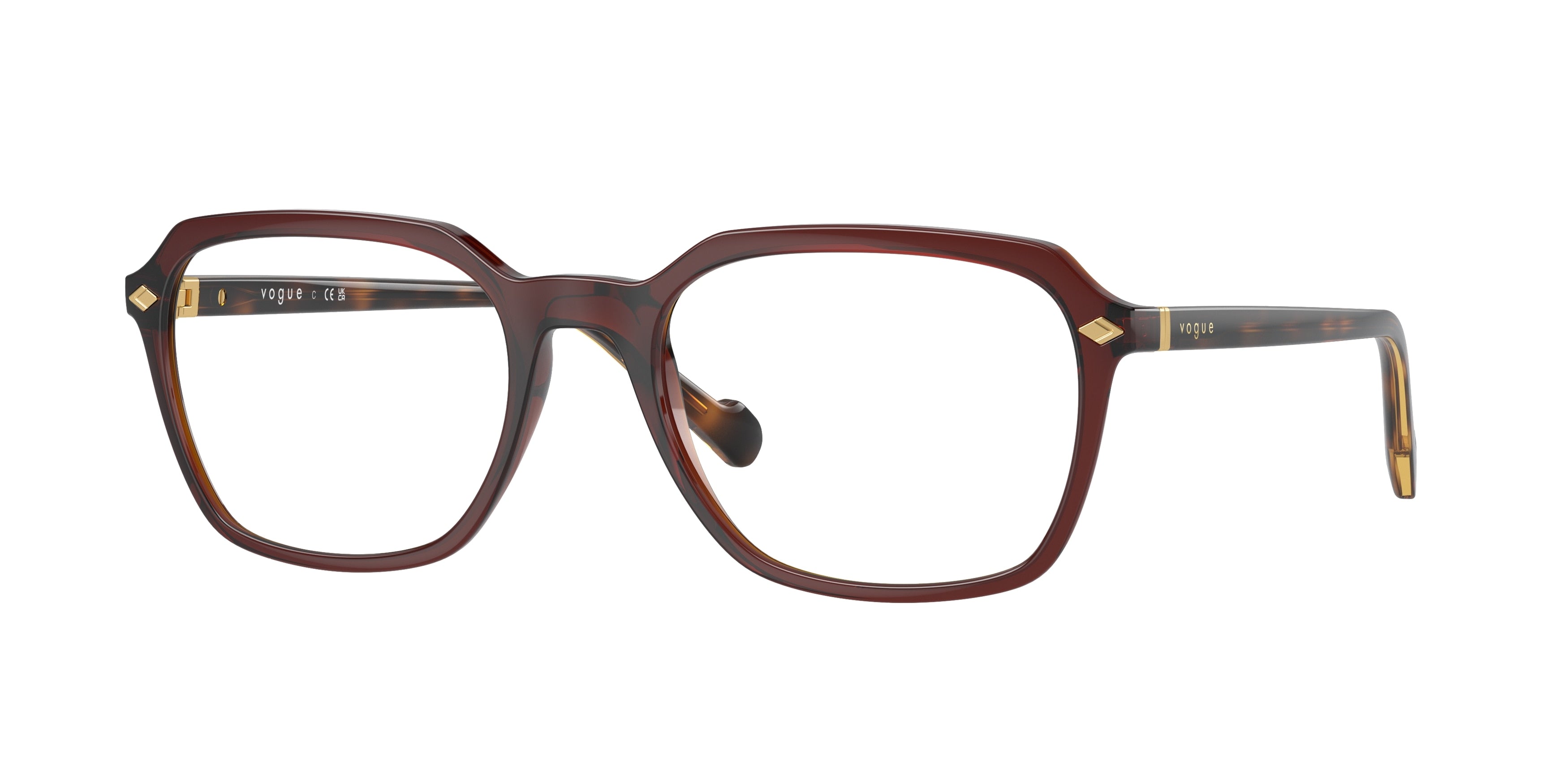 Vogue VO5532 Square Eyeglasses  3110-Transparent Dark Brown 54-145-19 - Color Map Brown