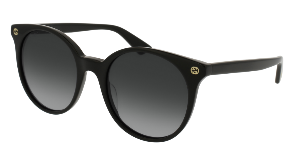 GUCCI GG0091S ROUND / OVAL Sunglasses For Women  GG0091S-001 BLACK BLACK / GREY SHINY 52-20-140