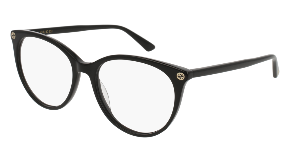 GUCCI GG0093O ROUND / OVAL Eyeglasses For Women  GG0093O-001 BLACK BLACK / TRANSPARENT SHINY 53-17-140