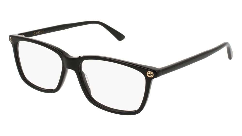 GUCCI GG0094O RECTANGULAR / SQUARE Eyeglasses For Women  GG0094O-001 BLACK BLACK / TRANSPARENT SHINY 52-14-140
