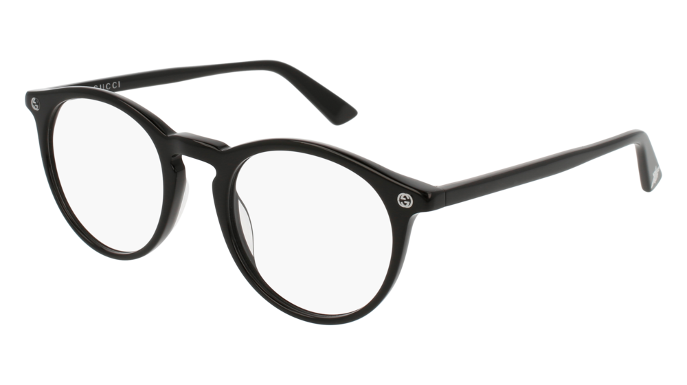 GUCCI GG0121O ROUND / OVAL Eyeglasses For Men  GG0121O-001 BLACK BLACK / TRANSPARENT SHINY 49-21-145
