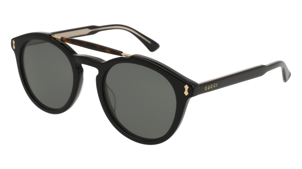 GUCCI GG0124S ROUND / OVAL Sunglasses For Men  GG0124S-001 BLACK BLACK / GREY HAVANA 50-22-145