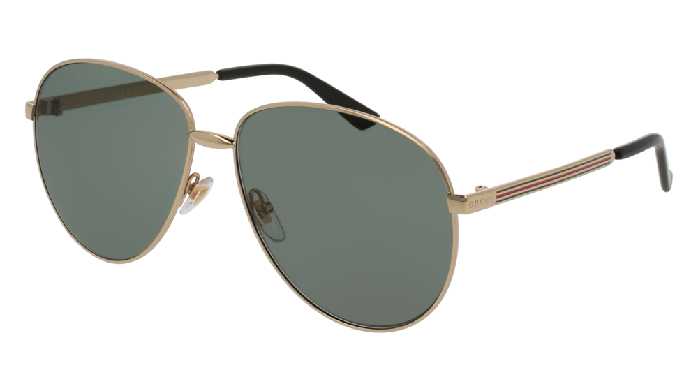 GUCCI GG0138S AVIATOR Sunglasses For UNISEX  GG0138S-001 GOLD GOLD / GREEN SHINY 61-14-145