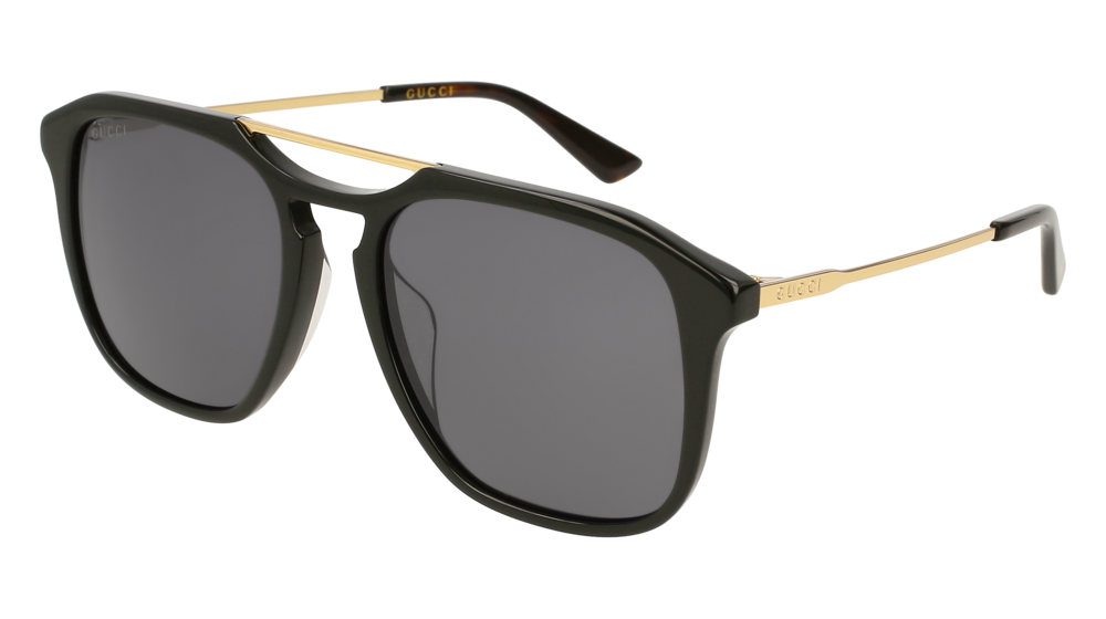 GUCCI GG0321S RECTANGULAR / SQUARE Sunglasses For Men  GG0321S-001 BLACK GOLD / GREY GOLD 55-19-145