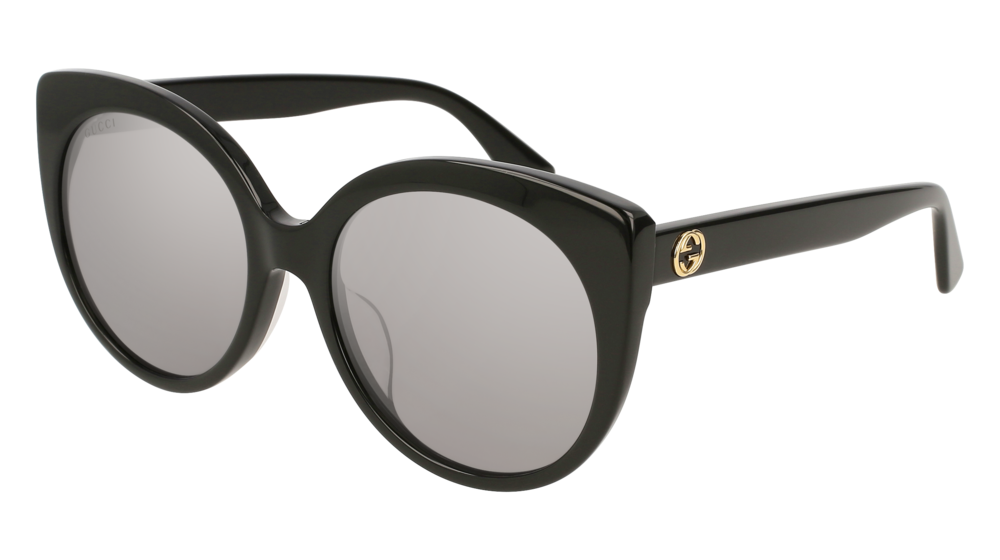 GUCCI GG0325SA CAT EYE Sunglasses For Women  GG0325SA-001 BLACK BLACK / SILVER SHINY 57-19-150