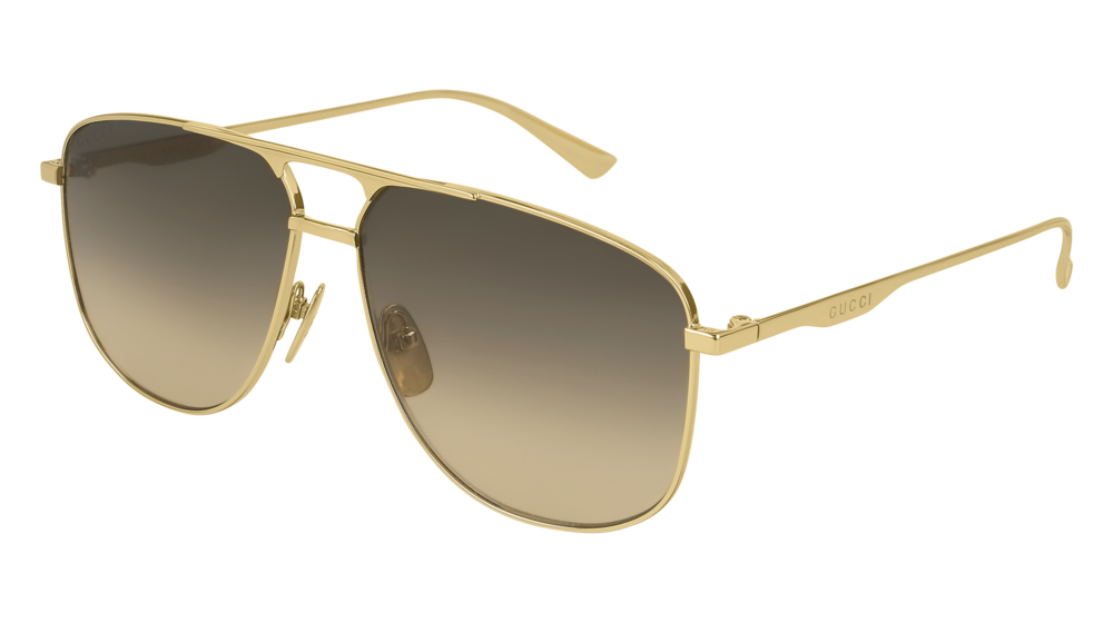 GUCCI GG0336S AVIATOR Sunglasses For Men  GG0336S-001 GOLD GOLD / BROWN SHINY 60-13-145