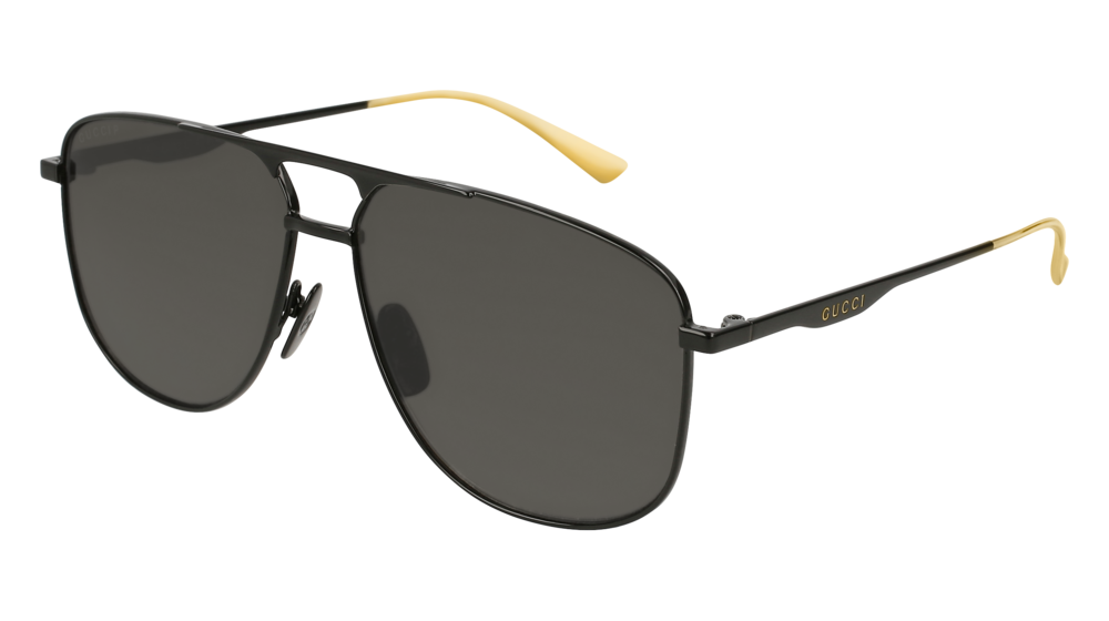GUCCI GG0336S AVIATOR Sunglasses For Men  GG0336S-005 BLACK BLACK / GREY SHINY 60-13-145