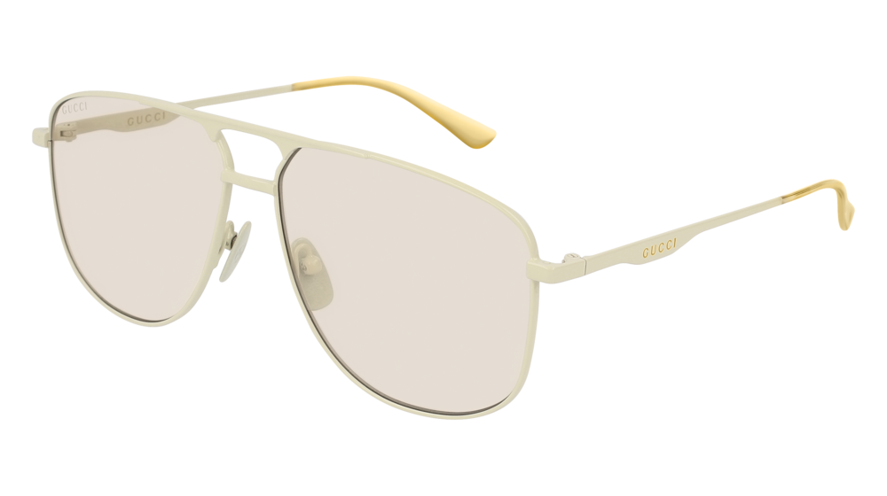 GUCCI GG0336S AVIATOR Sunglasses For Men  GG0336S-006 IVORY IVORY / BROWN SHINY 60-13-145