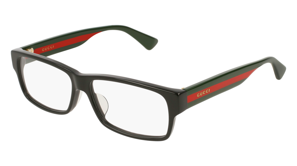 GUCCI GG0344OA RECTANGULAR / SQUARE Eyeglasses For Men  GG0344OA-001 BLACK MULTICOLOR / TRANSPARENT SHINY 56-14-150