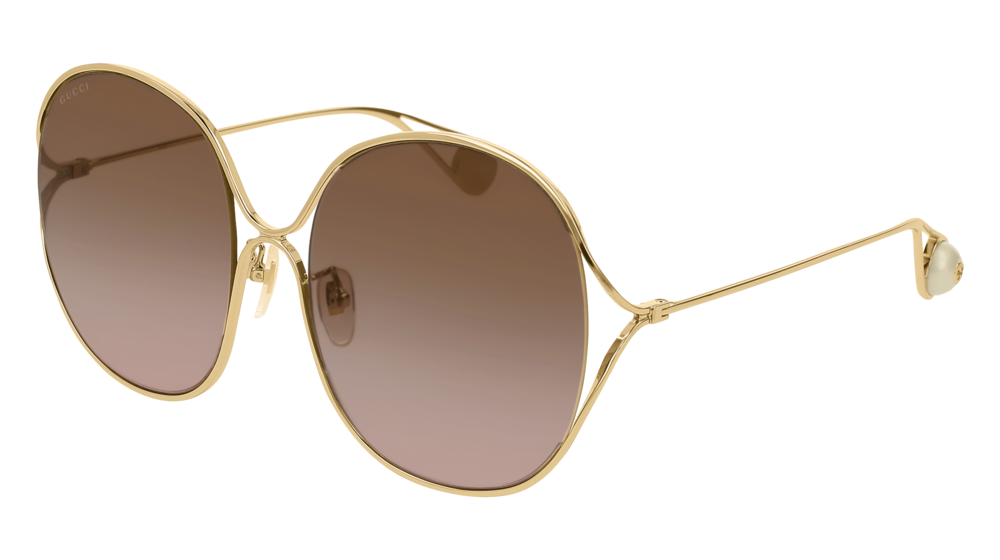 GUCCI GG0362S ROUND / OVAL Sunglasses For Women  GG0362S-002 GOLD GOLD / BROWN SHINY 57-18-135