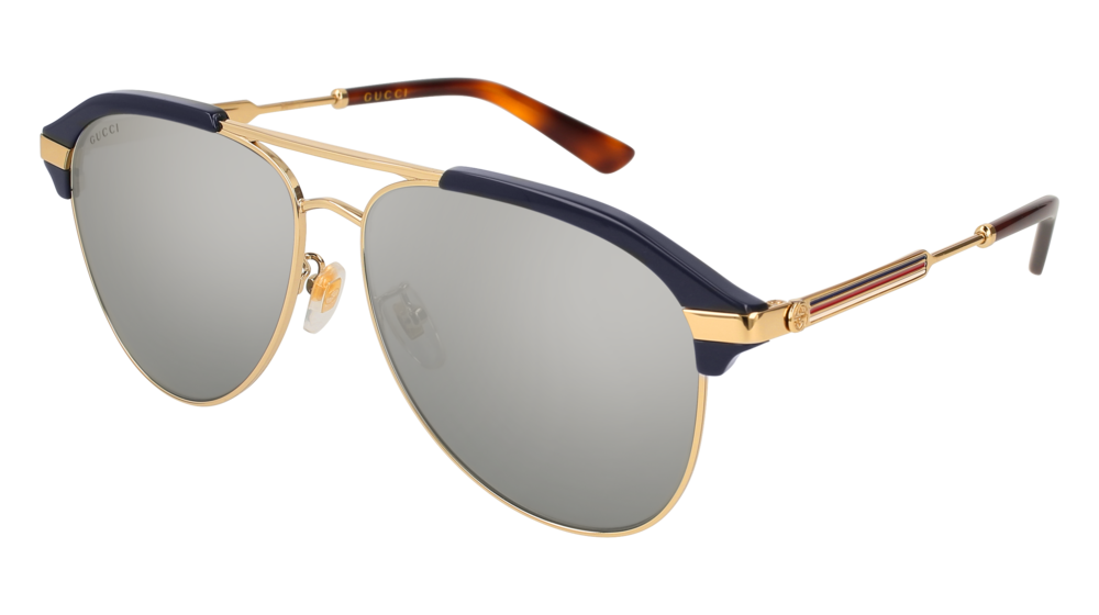 GUCCI GG0288SA AVIATOR Sunglasses For Men  GG0288SA-005 BLUE GOLD / SILVER GOLD 60-14-150