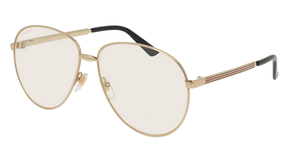 GUCCI GG0138S AVIATOR Sunglasses For UNISEX  GG0138S-003 GOLD GOLD / TRANSPARENT SHINY 61-14-145