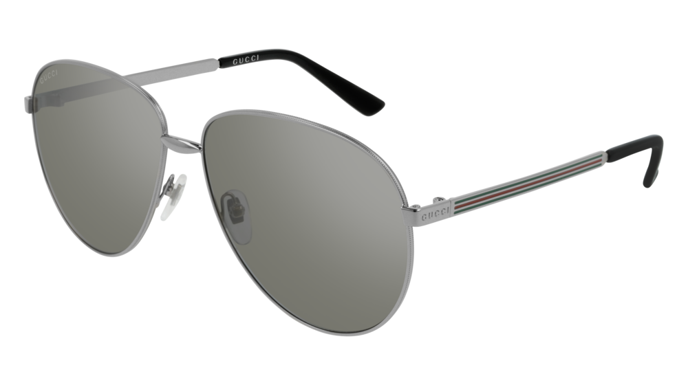 GUCCI GG0138S AVIATOR Sunglasses For UNISEX  GG0138S-009 RUTHENIUM RUTHENIUM / SILVER SHINY 61-14-145