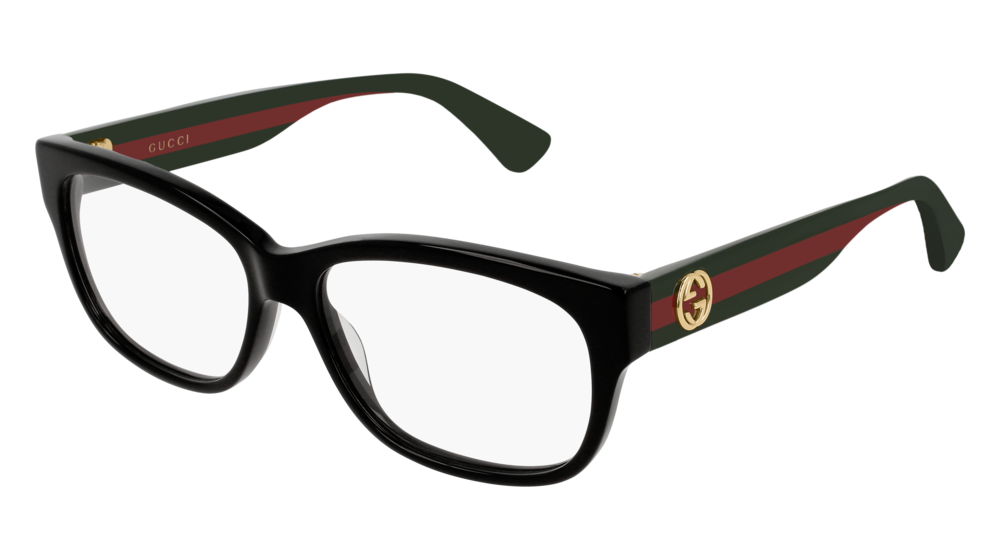 GUCCI GG0278O RECTANGULAR / SQUARE Eyeglasses For Women  GG0278O-011 BLACK MULTICOLOR / TRANSPARENT SHINY 55-15-145