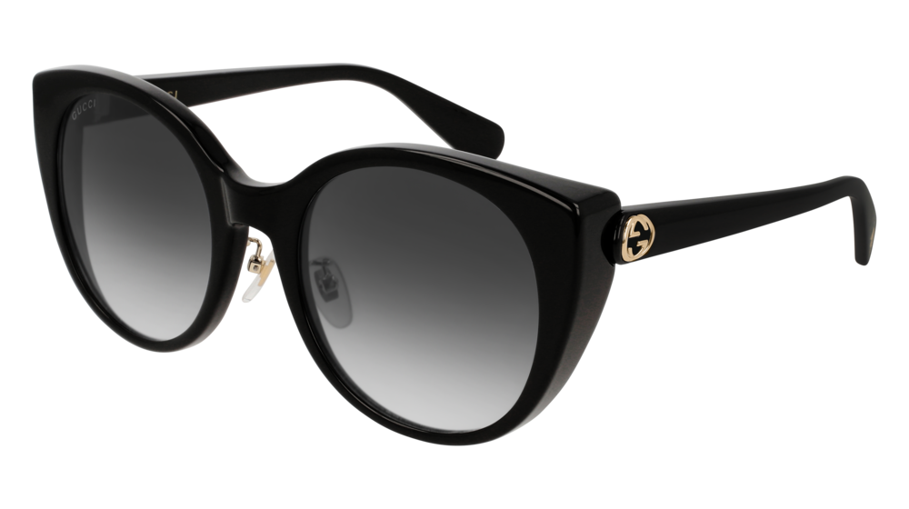 GUCCI GG0369S CAT EYE Sunglasses For Women  GG0369S-001 BLACK BLACK / GREY SHINY 54-22-145