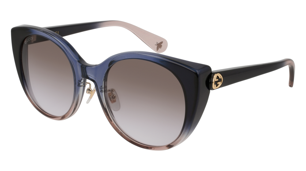 GUCCI GG0369S CAT EYE Sunglasses For Women  GG0369S-004 BLUE BLUE / MULTICOLOR PINK 54-22-145
