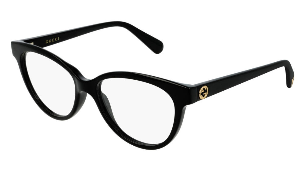 GUCCI GG0373O CAT EYE Eyeglasses For Women  GG0373O-001 BLACK BLACK / TRANSPARENT SHINY 52-16-140