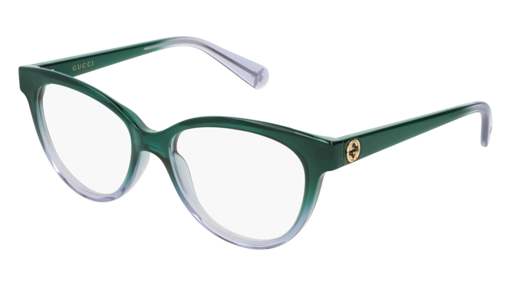 GUCCI GG0373O CAT EYE Eyeglasses For Women  GG0373O-004 GREEN GREEN / TRANSPARENT VIOLET 52-16-140
