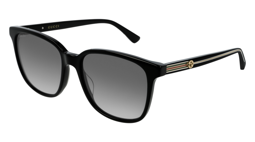 GUCCI GG0376S RECTANGULAR / SQUARE Sunglasses For Women  GG0376S-001 BLACK BLACK / GREY SHINY 54-17-140