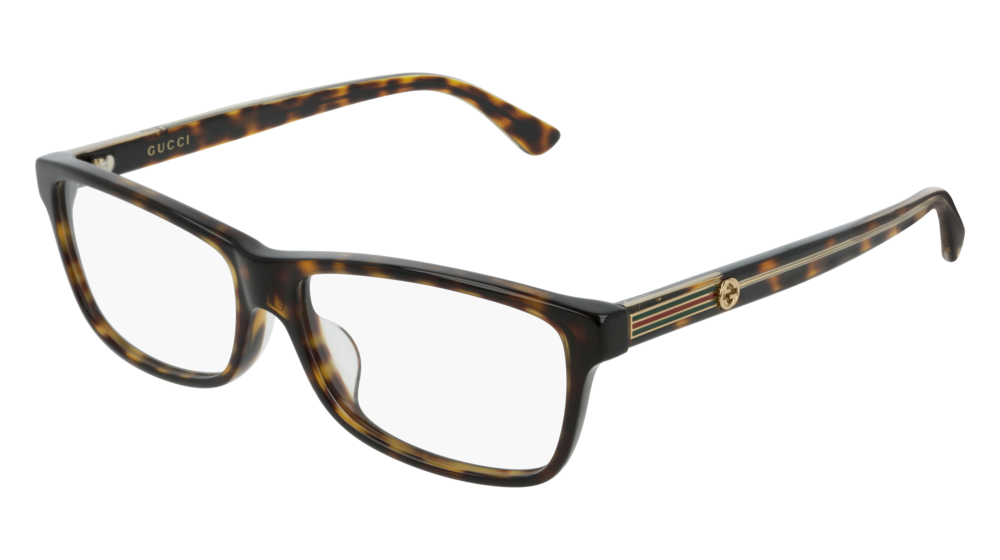 GUCCI GG0378OA RECTANGULAR / SQUARE Eyeglasses For Women  GG0378OA-002 HAVANA HAVANA / TRANSPARENT DARK 55-14-145