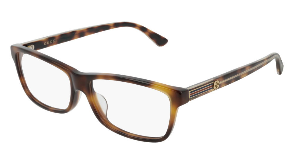 GUCCI GG0378OA RECTANGULAR / SQUARE Eyeglasses For Women  GG0378OA-003 HAVANA HAVANA / TRANSPARENT SHINY 55-14-145