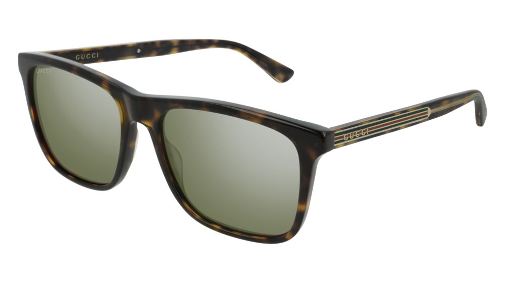 GUCCI GG0381S RECTANGULAR / SQUARE Sunglasses For Men  GG0381S-008 HAVANA HAVANA / SILVER SHINY 57-18-145
