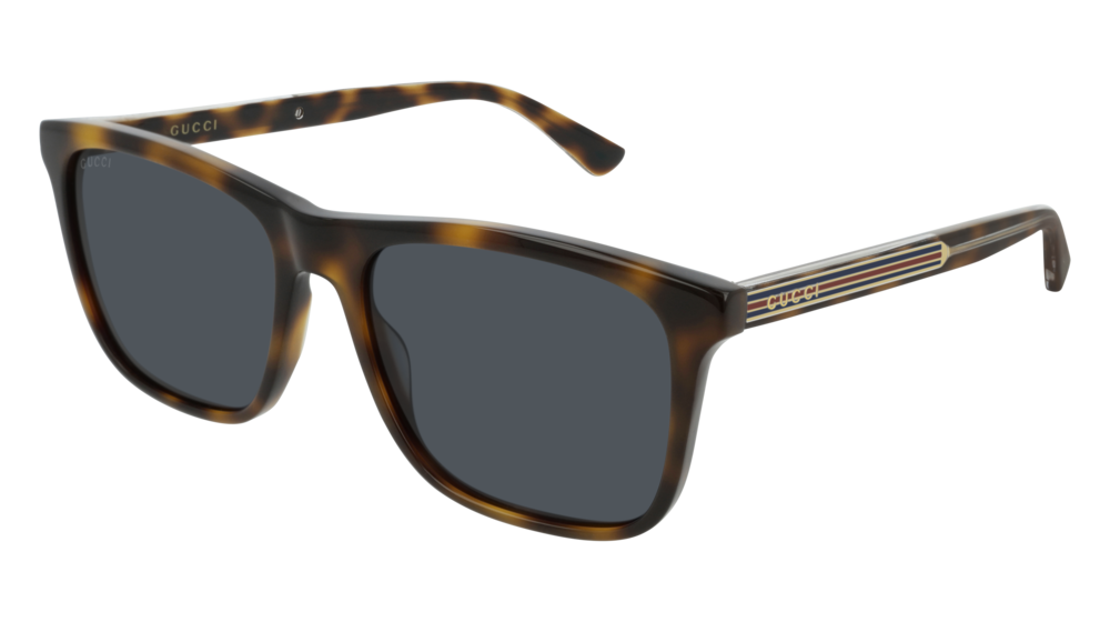 GUCCI GG0381S RECTANGULAR / SQUARE Sunglasses For Men  GG0381S-009 HAVANA HAVANA / BLUE SHINY 57-18-145