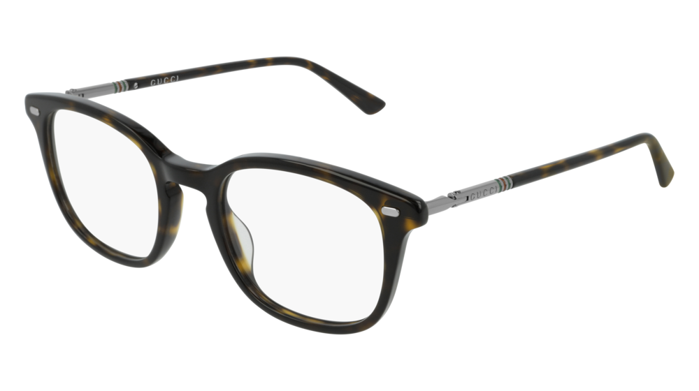 GUCCI GG0390O RECTANGULAR / SQUARE Eyeglasses For Men  GG0390O-002 HAVANA RUTHENIUM / TRANSPARENT SHINY 50-21-140
