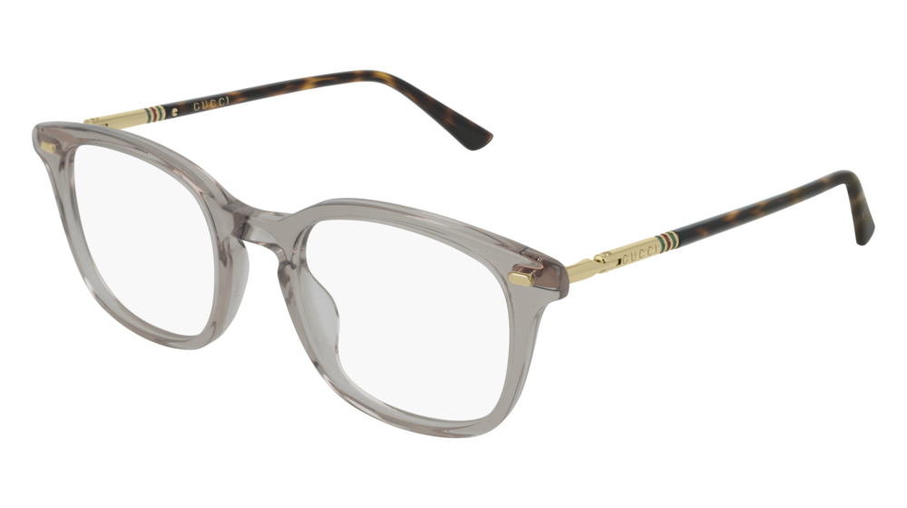 GUCCI GG0390O RECTANGULAR / SQUARE Eyeglasses For Men  GG0390O-003 GREY GOLD / TRANSPARENT TRANSPARENT 50-21-140