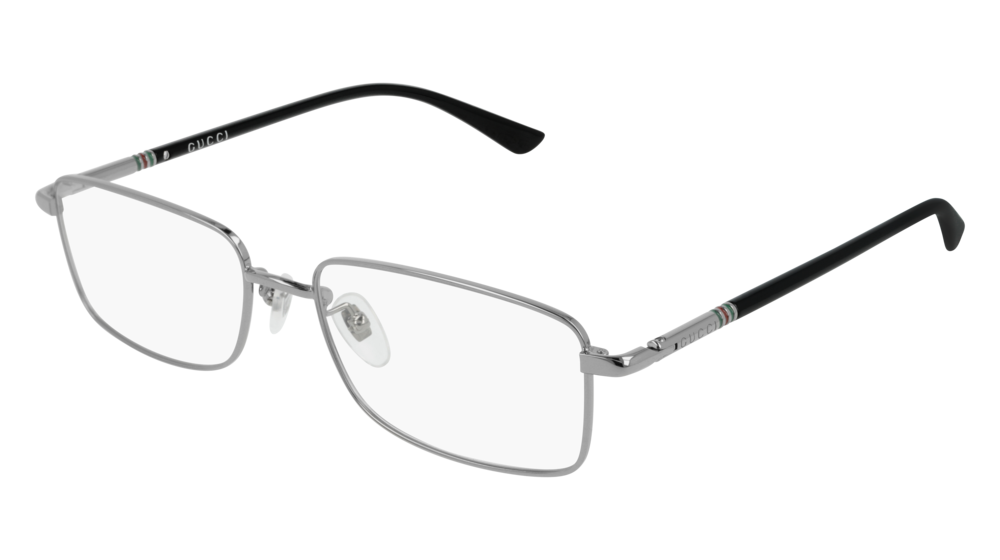 GUCCI GG0391O RECTANGULAR / SQUARE Eyeglasses For Men  GG0391O-005 RUTHENIUM BLACK / TRANSPARENT SHINY 55-17-140