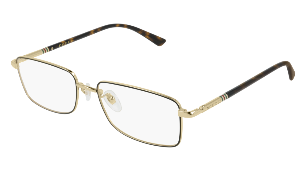 GUCCI GG0391O RECTANGULAR / SQUARE Eyeglasses For Men  GG0391O-006 BLACK HAVANA / TRANSPARENT GOLD 55-17-140