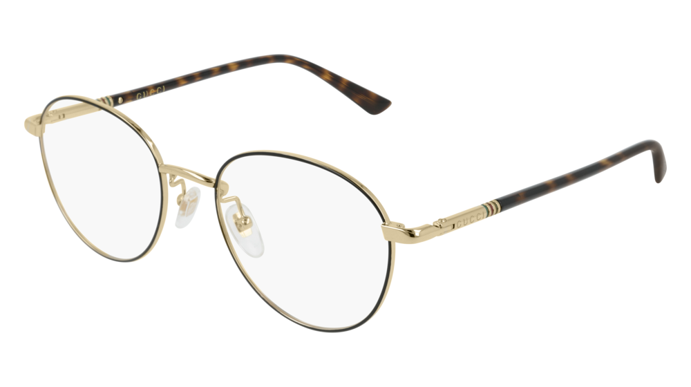 GUCCI GG0392O ROUND / OVAL Eyeglasses For Men  GG0392O-002 BLACK HAVANA / TRANSPARENT GOLD 51-19-140
