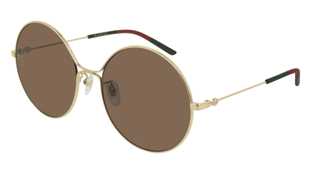GUCCI GG0395S ROUND / OVAL Sunglasses For Women  GG0395S-002 GOLD GOLD / BROWN SHINY 58-20-140