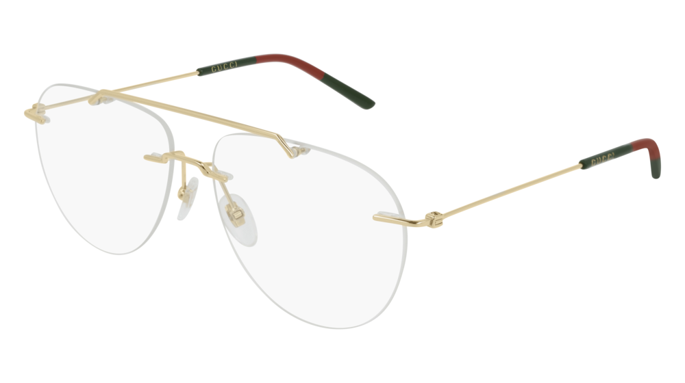 GUCCI GG0398O AVIATOR Eyeglasses For Men  GG0398O-002 GOLD GOLD / TRANSPARENT SHINY 58-15-150