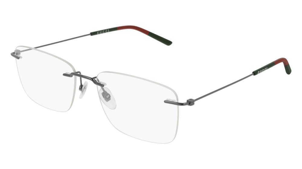 GUCCI GG0399O RECTANGULAR / SQUARE Eyeglasses For Men  GG0399O-001 RUTHENIUM RUTHENIUM / TRANSPARENT SHINY 56-17-150