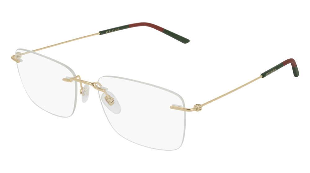 GUCCI GG0399O RECTANGULAR / SQUARE Eyeglasses For Men  GG0399O-002 GOLD GOLD / TRANSPARENT SHINY 56-17-150