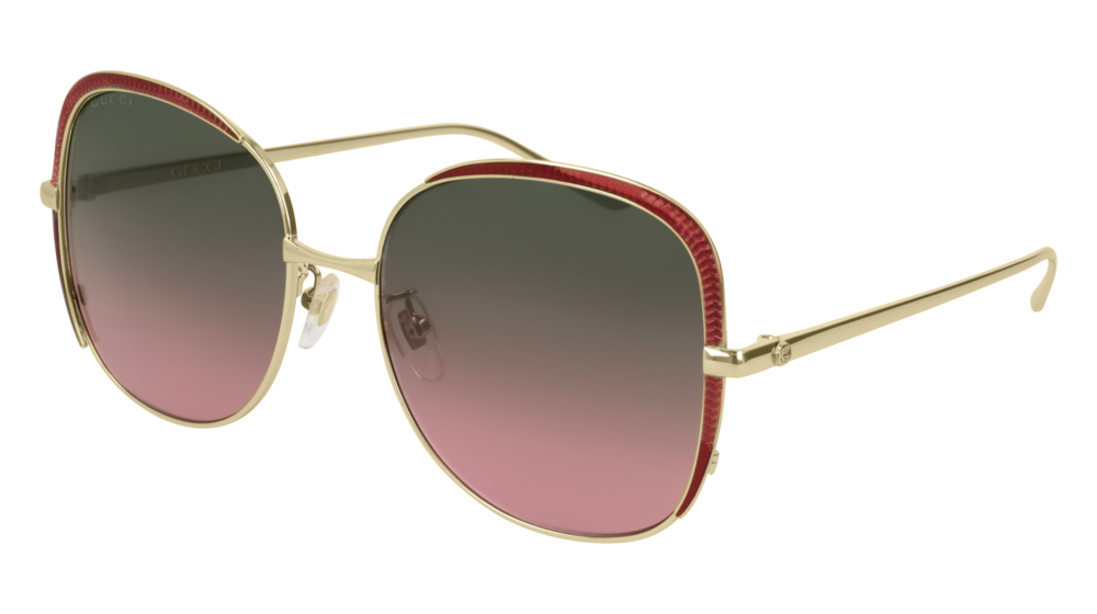 GUCCI GG0400S ROUND / OVAL Sunglasses For Women  GG0400S-003 GOLD GOLD / MULTICOLOR RED 58-18-140