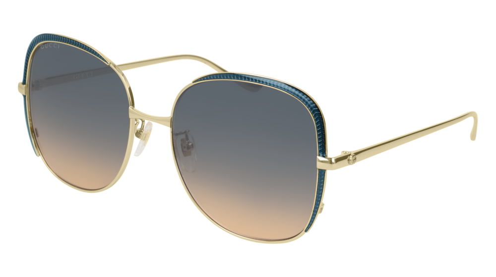 GUCCI GG0400S ROUND / OVAL Sunglasses For Women  GG0400S-006 GOLD GOLD / MULTICOLOR BLUE 58-18-140