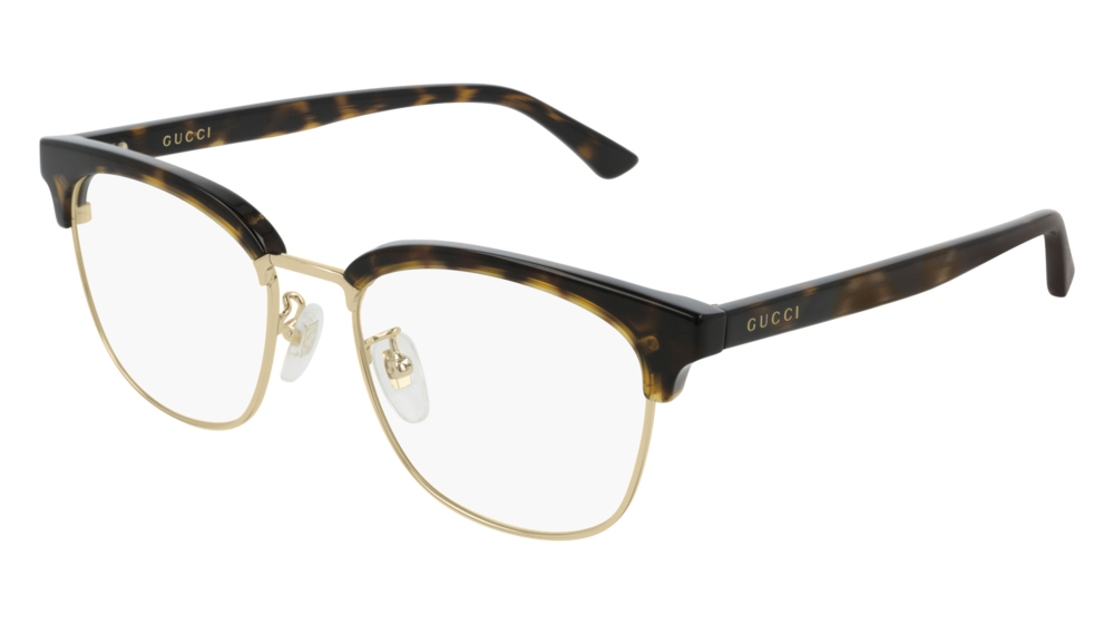 GUCCI GG0409OK RECTANGULAR / SQUARE Eyeglasses For UNISEX  GG0409OK-002 HAVANA HAVANA / TRANSPARENT GOLD 53-18-145