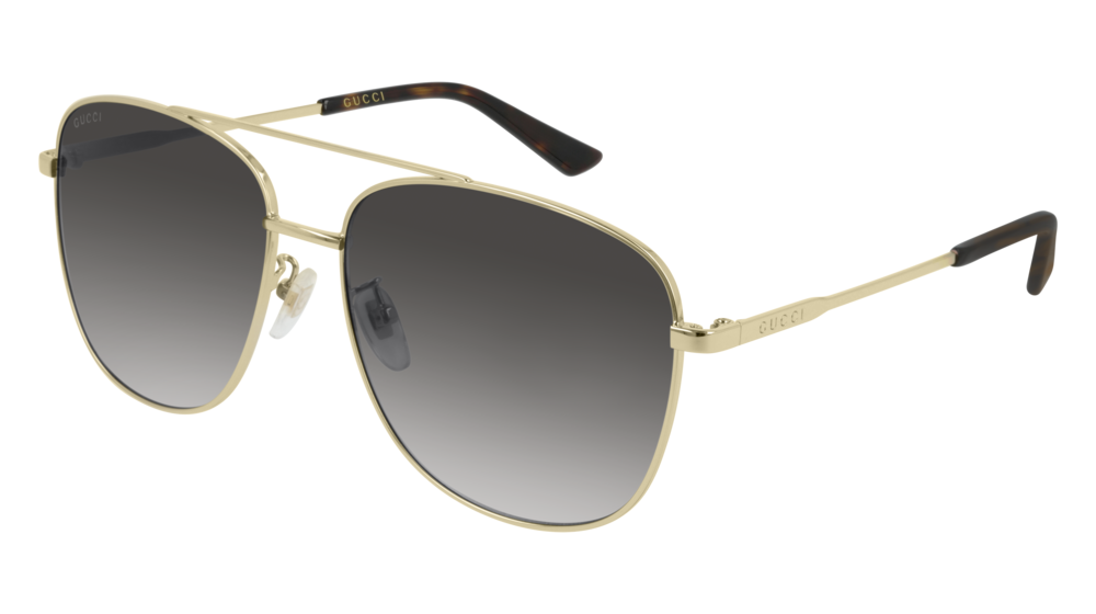 GUCCI GG0410SK NAVIGATOR Sunglasses For UNISEX  GG0410SK-003 GOLD GOLD / GREY SHINY 61-16-145