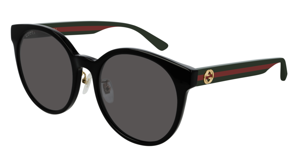 GUCCI GG0416SK ROUND / OVAL Sunglasses For Women  GG0416SK-002 BLACK MULTICOLOR / GREY SHINY 55-20-145